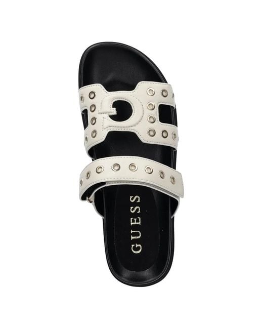 Guess White Eyelet Detail Slide