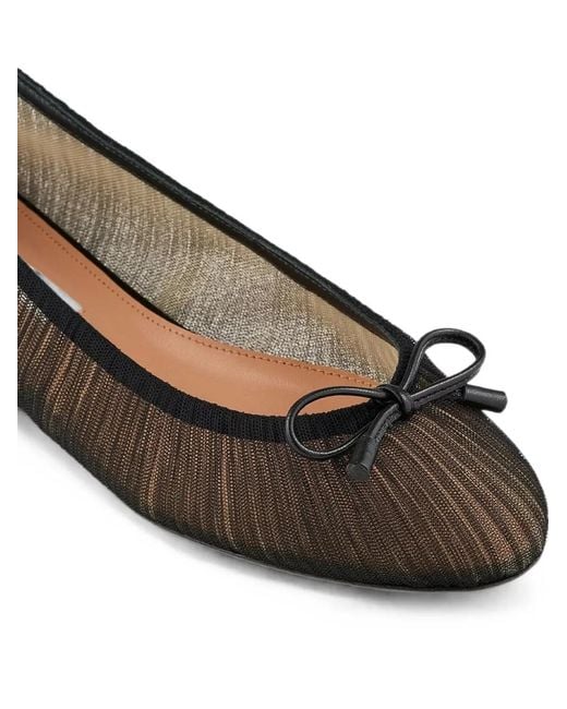Aquazzura Black Voile Bow-Detail Ballet Flats