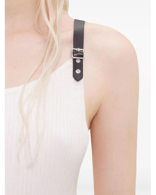 Courreges White Logo-Patch Ribbed-Knit Dress
