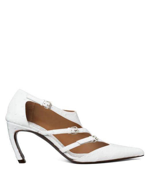 Tory Burch White 75Mm Multi-Buckle Pumps