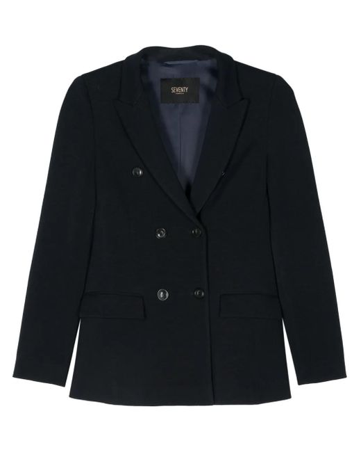 Seventy Blue Double-Breasted Knitted Blazer