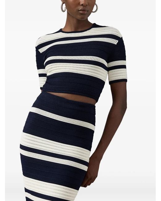 Ralph Lauren Blue Kurzärmeliger Pullover Mit Streifen