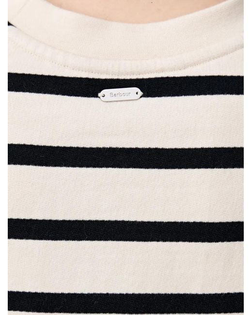 Barbour White Aylesby Striped-Pattern Chest-Pocket Sweatshirt