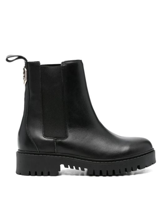 Guess Black Logo-Plaque Elastic-Sided Chelsea Boots