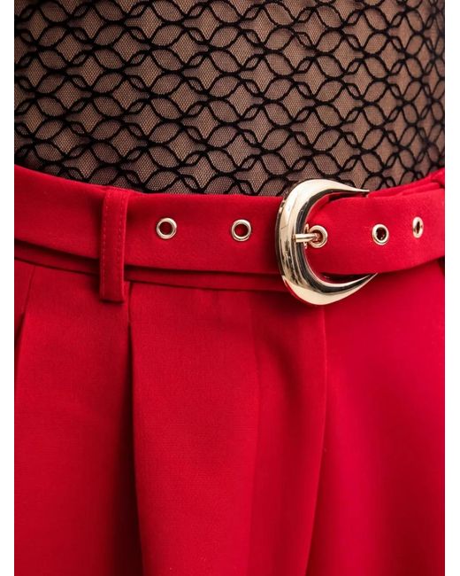 Morgan Red Belted Pleated Trousers