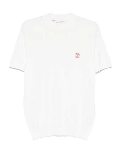 Brunello Cucinelli White Mock-Neck Sweater for men