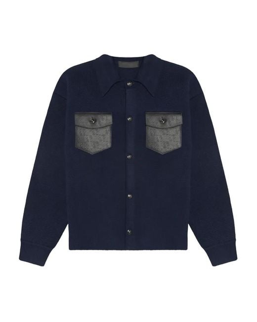 PLACE OF ELMS Blue Monolink-Detail Jacket for men