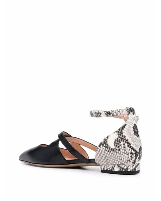 Bally White Python Print-Detail Pointed Pumps