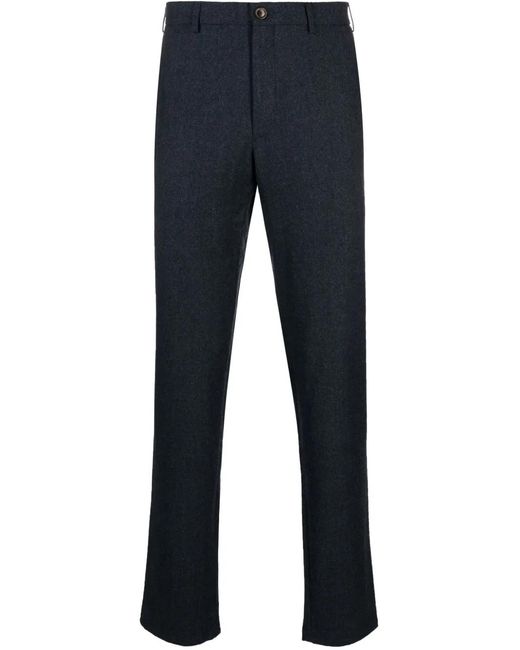 Canali Blue Tailored Wool Trousers for men