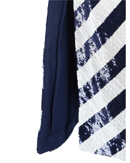 Ralph Lauren Blue Striped Sequinned Midi Skirt