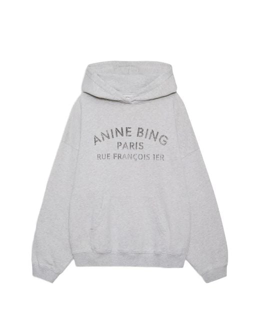 Anine Bing White Harvey Sweatshirt Paris Stencil