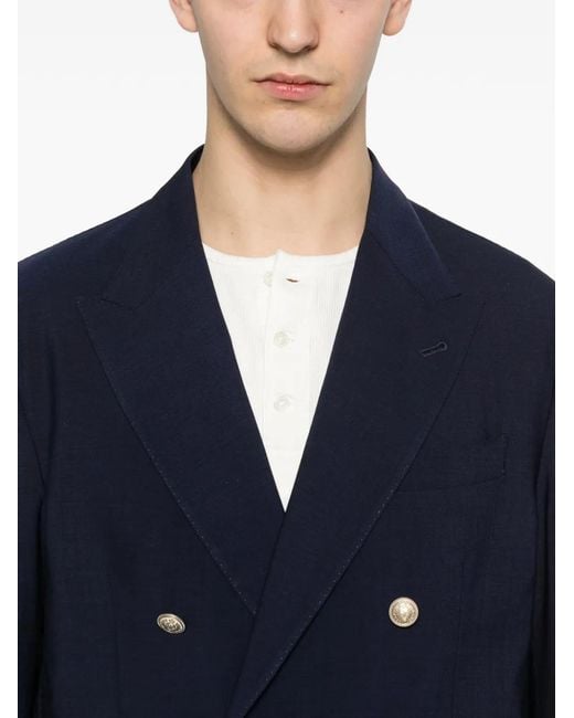 Eleventy Blue Double-Breasted Pocket Jacket for men