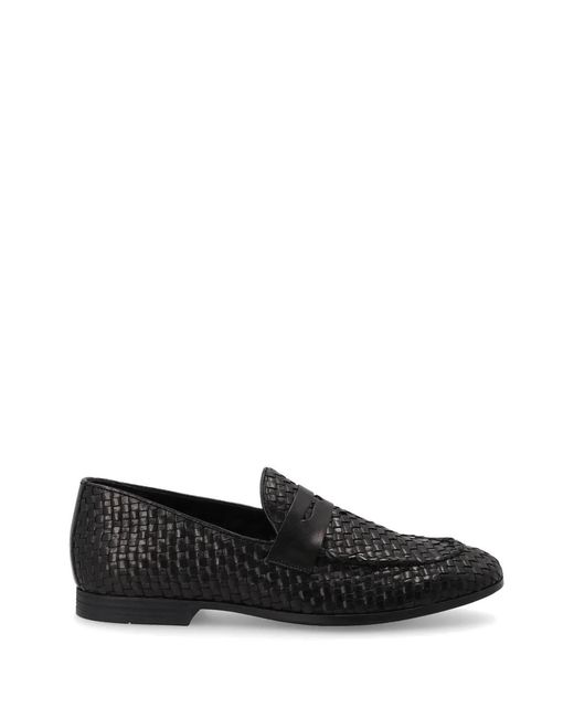 Frau Black Woven-Leather Saddle Loafers for men