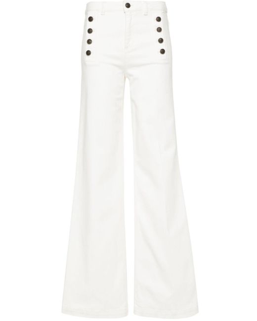 Twin Set White High-rise Flared Jeans