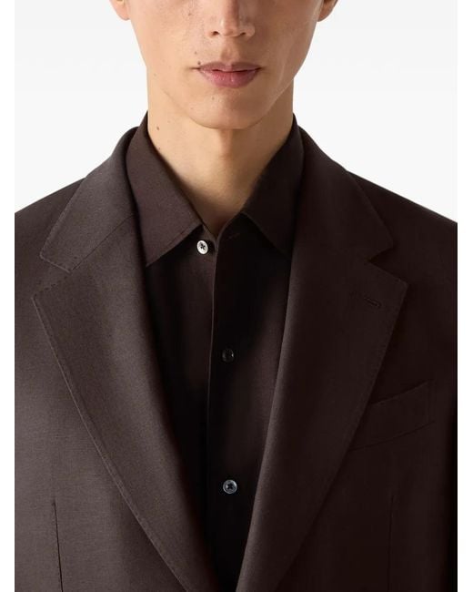 Zegna Brown Single-Breasted Notch-Lapel Jacket for men