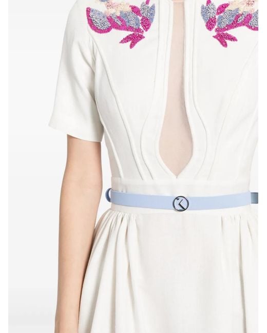 Saiid Kobeisy White Abstract-Pattern Beaded Maxi Dress