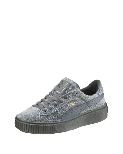 PUMA Gray Elemental Platform Textured Suede Sneakers