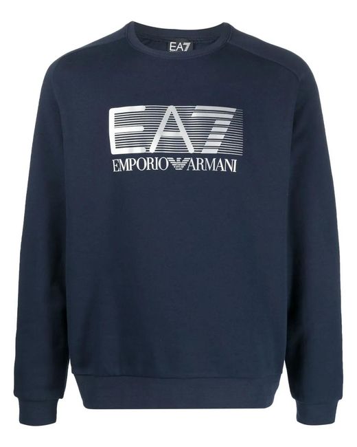 Sudadera Con Logo Estampado EA7 de hombre de color Blue