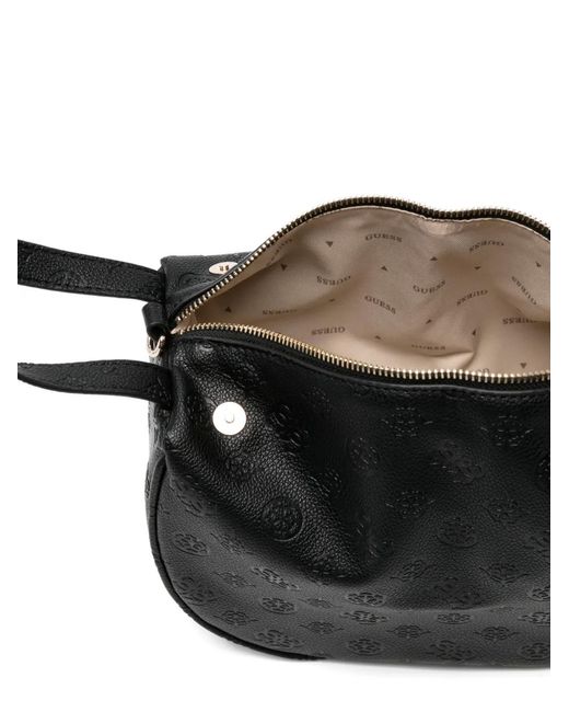 Guess Black Mini Anise Embossed Geometric Tote Bag