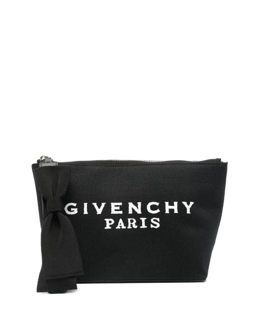 Givenchy Black Bow-Detailed Logo Clutch Bag