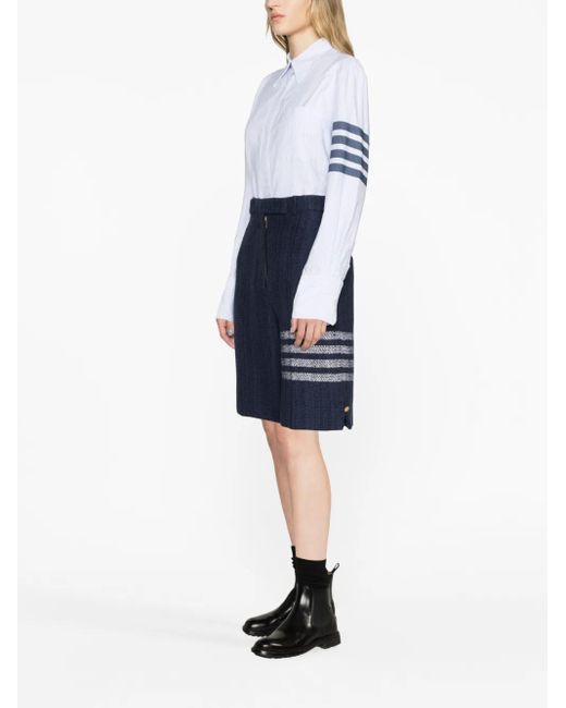 Thom Browne Blue 4-Bar Stripe High-Waisted Shorts