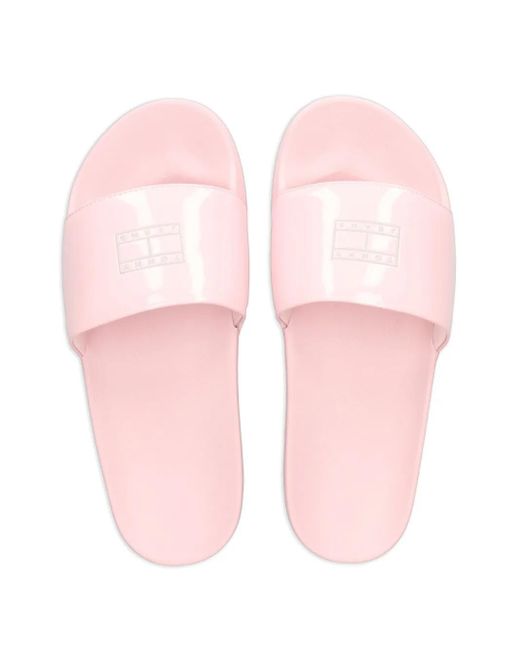 Tommy Hilfiger Pink Logo-Plaque Slides