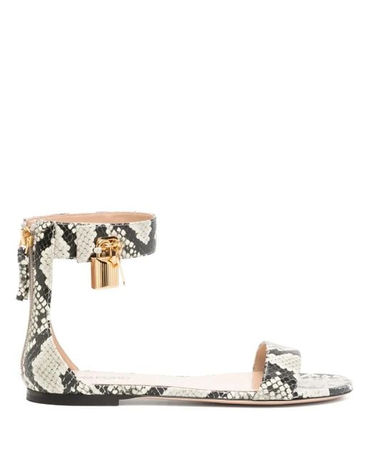 Tom Ford White Snakeskin-Effect Sandals