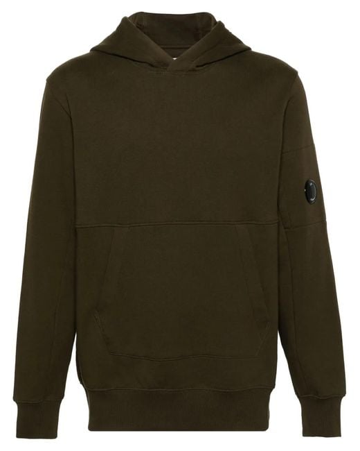 C P Company Green Diagonal Raised Lens-Detail Hoodie for men