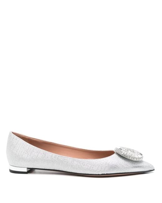 Aquazzura Crystal Hoop Ballerina's in het White