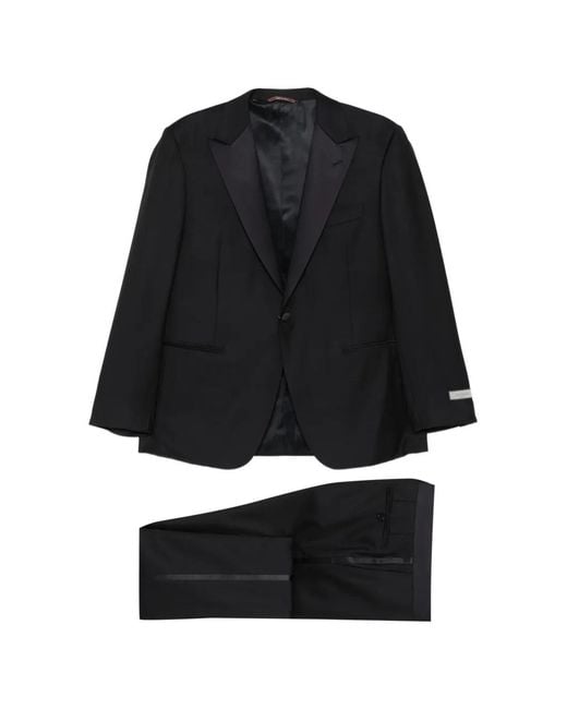 Canali Black Logo-Patch Single-Breasted Dinner Suit for men