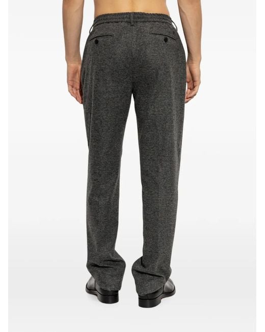 Etro Black Drawstring-Waist Pressed-Crease Trousers for men