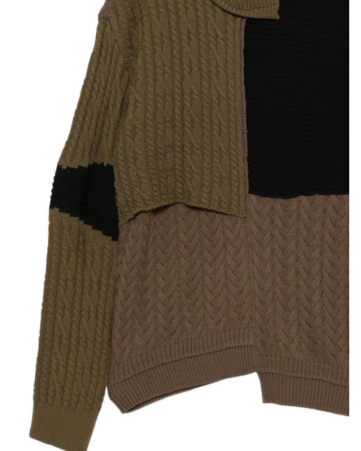 ANDERSSON BELL Brown Patchwork Asymmetric Jumper for men