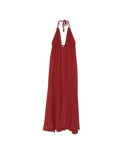 MOUTAKI Red Halterneck Maxi Dress