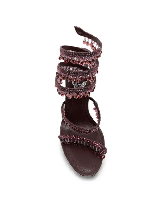 Rene Caovilla Pink Chandelier Crystal-Embellished Sandals