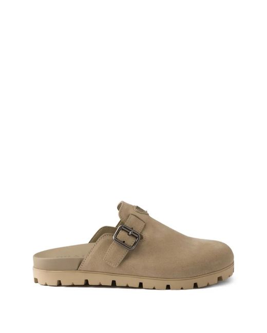 Prada Mules mit Triangel-Logo in Brown für Herren