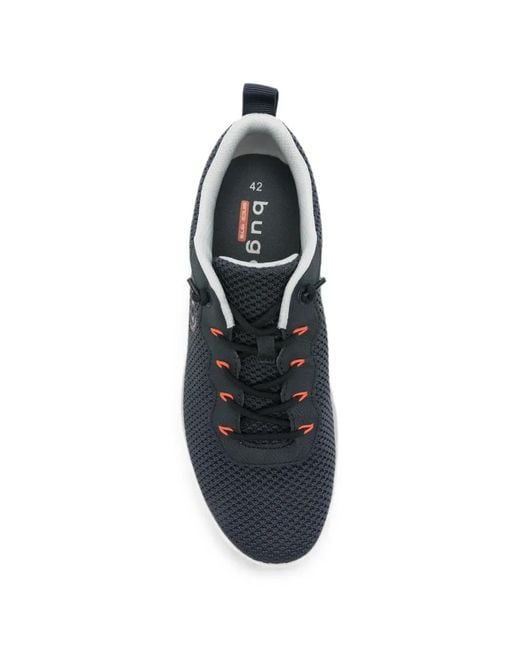 Bugatti Blue Mesh-Knit Lace-Up Sneakers for men
