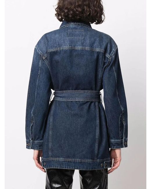 DIESEL Blue De-Flaminia Belted Denim Jacket