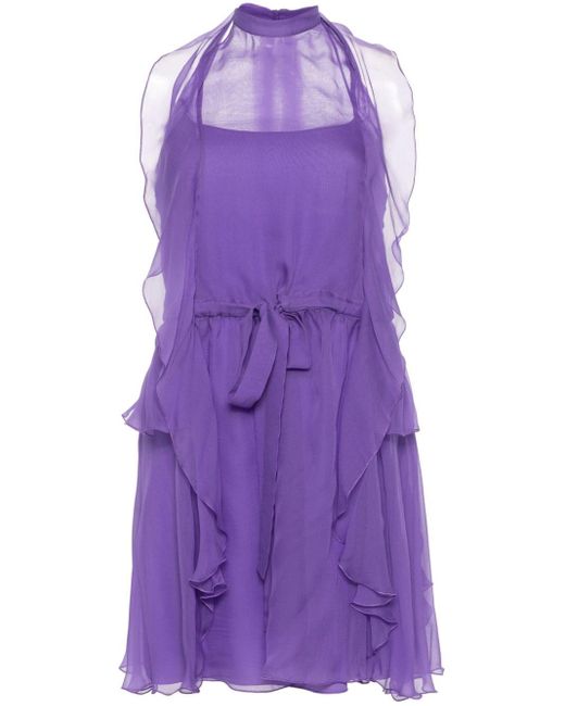 Alberta Ferretti Midi-jurk Met Halternek in het Purple
