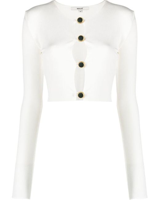 MANURI White Buttoned-up Cropped Top