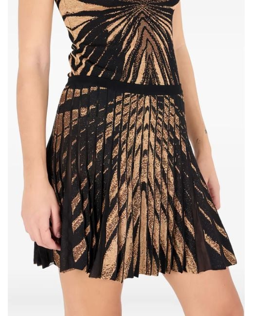 Roberto Cavalli Black Falten-Minirock mit abstraktem Muster