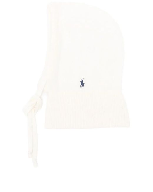 Polo Ralph Lauren White Ribbed-Knit Tie Balaclava