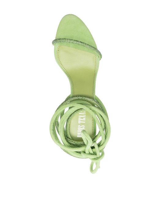 Paris Texas 95 Crystal Ankle-wrap Wedge Sandals in Green | Lyst