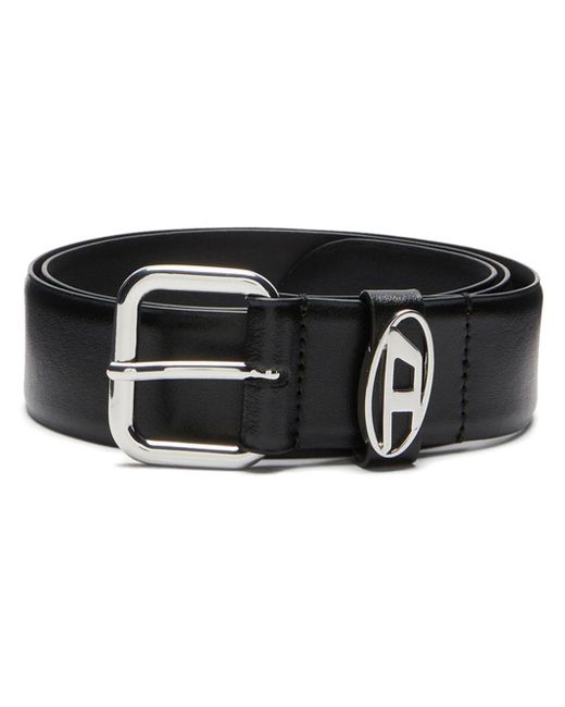 DIESEL Black B-1dr Leather Belt