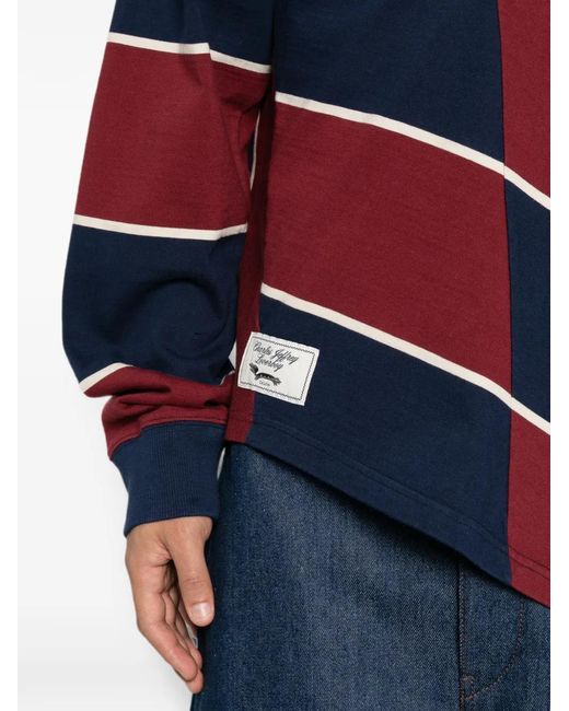 Charles Jeffrey Red Striped-Pattern Polo Shirt