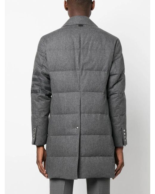 Thom Browne Gray 4-Bar Padded Coat for men