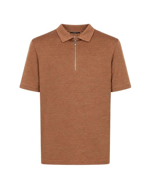 Tombolini Brown Quarter-Zip Polo Shirt for men