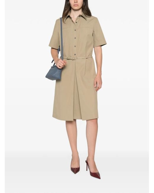 Fendi Natural Short-Sleeve Midi Dress