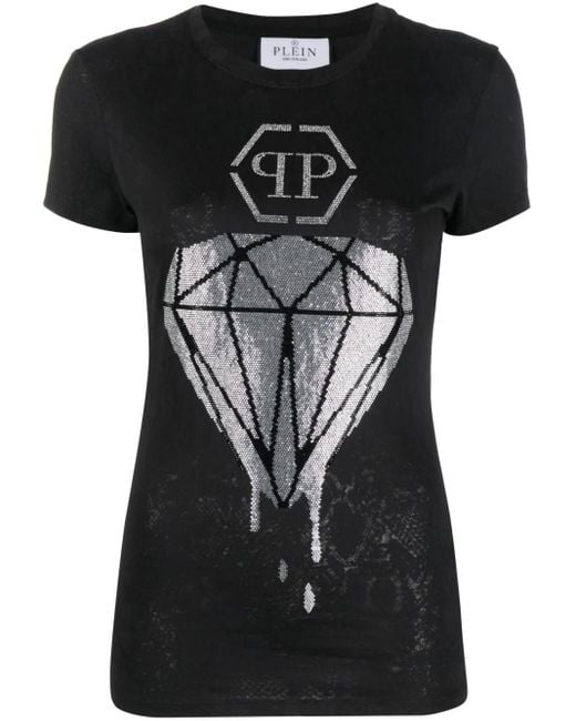 Philipp Plein Black Diamond Rhinestone-Embellished T-Shirt