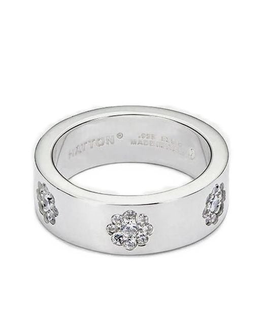 Hatton Labs Sterlingsilberring mit Blumen-Cluster in White für Herren