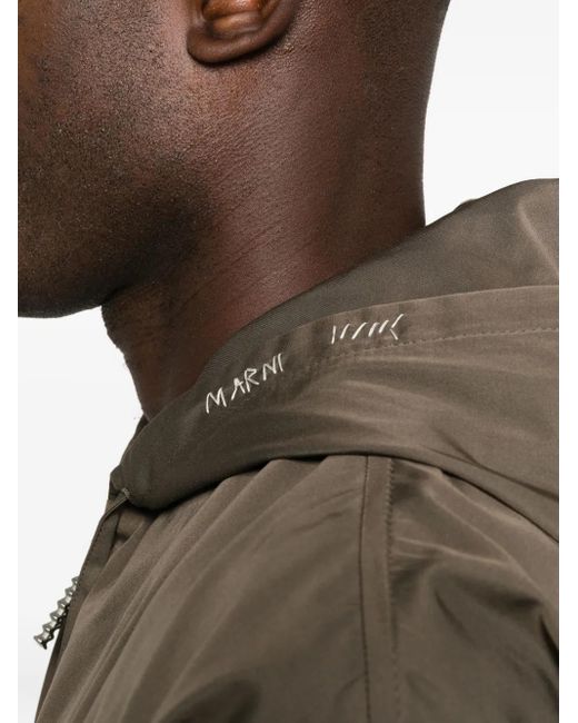 Marni Green Hooded Zip-Up Jacket for men